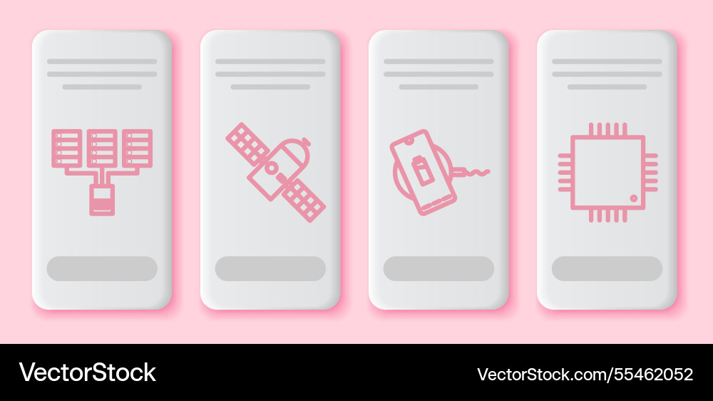 Set line server data web hosting satellite Vector Image