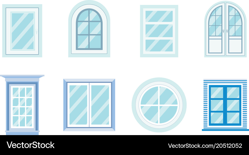 Set of windows different shapesmaterials Vector Image