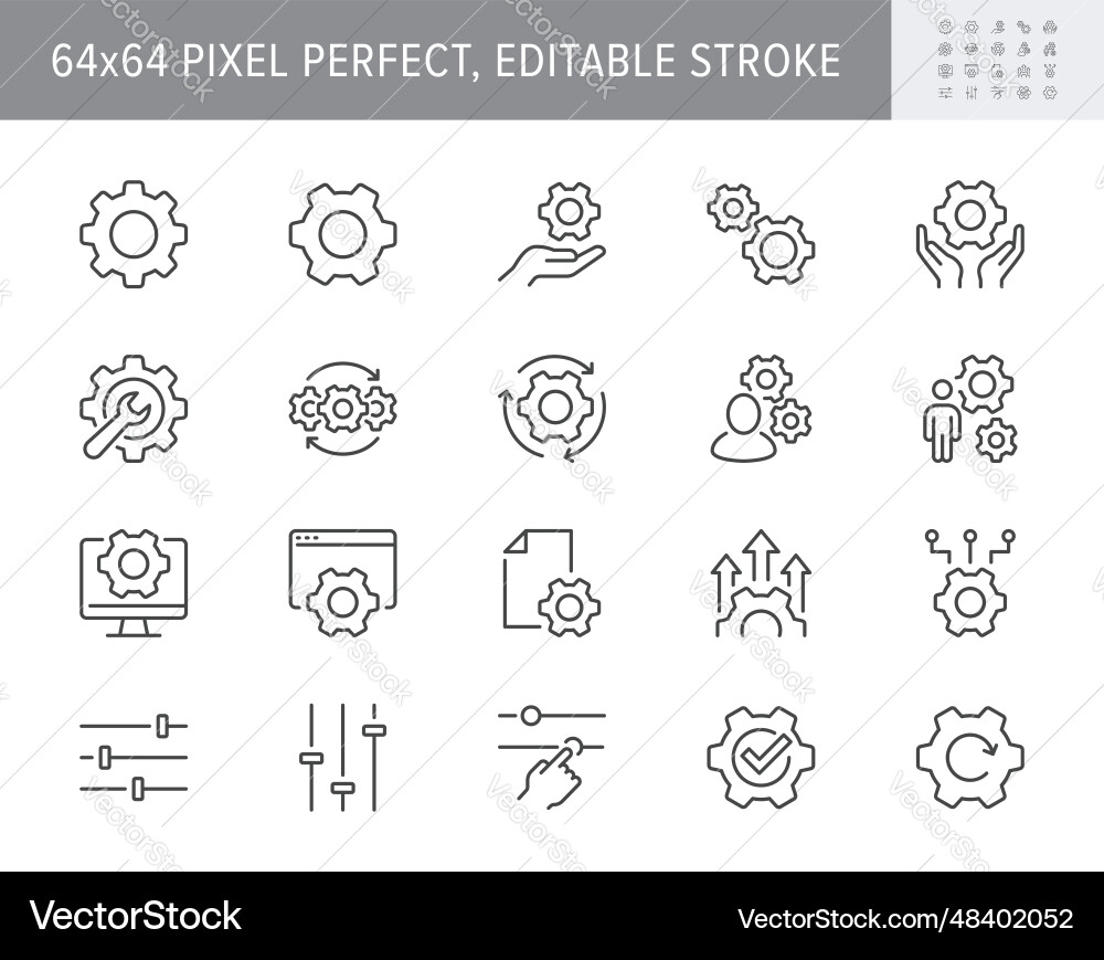 Settings line icons include Settings line icons include vector image