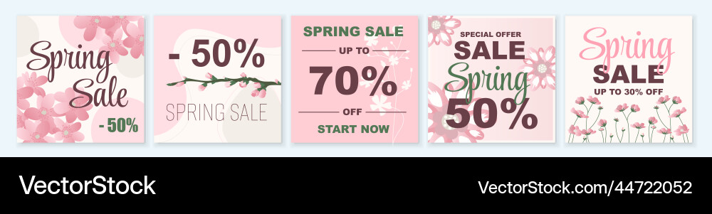 Spring sale square template set for ads posts Spring sale square template set for ads posts vector image