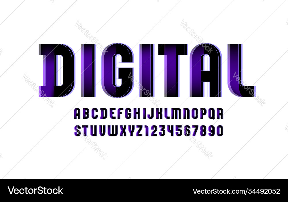 Technical font digital alphabet Technical font digital alphabet vector image