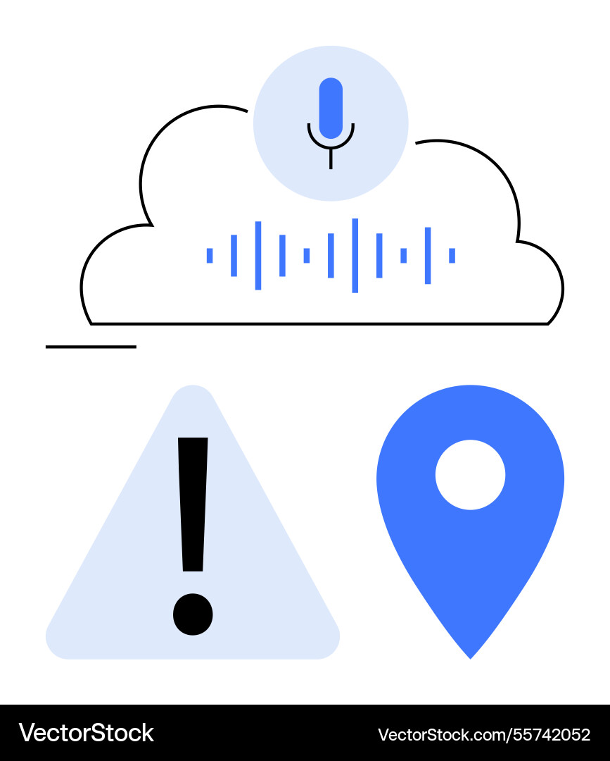 Voice recognition technology geolocation marker Voice recognition technology geolocation marker vector image