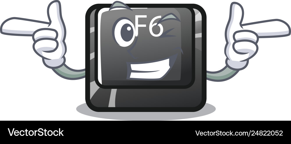 Wink button f6 isolated in mascot Vector Image