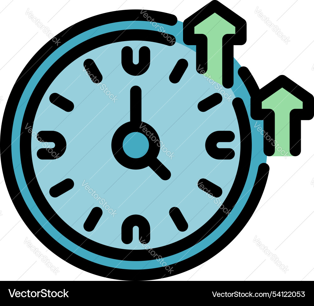 Clock with up arrows representing time management Clock with up arrows representing time management vector image
