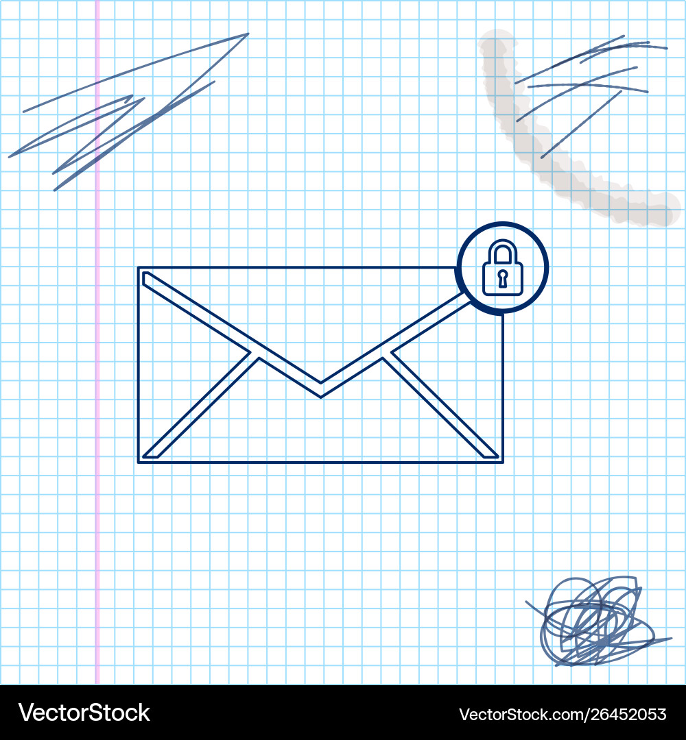 Email message lock password line sketch icon Email message lock password line sketch icon Vector Image