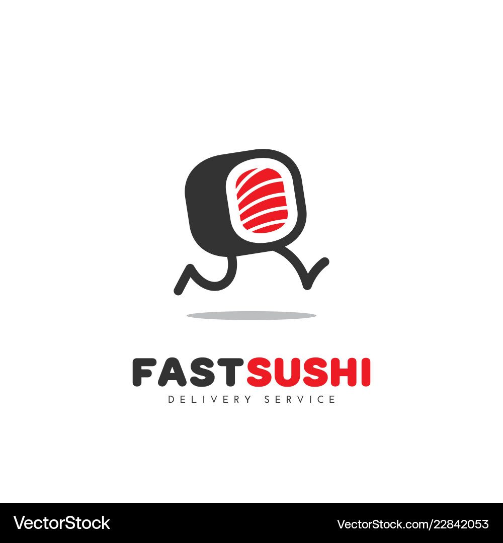 Fast Sushi Roll Logo vector image
