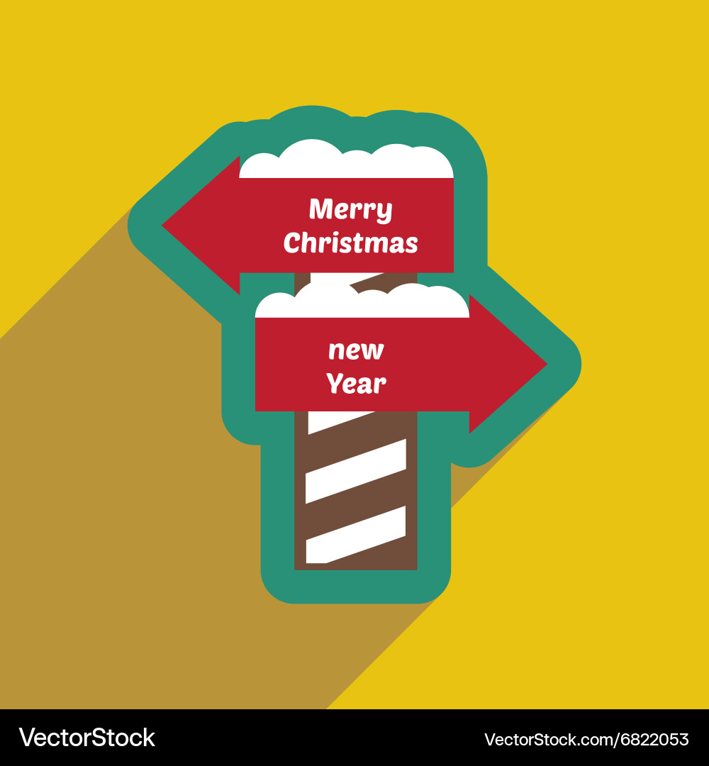 Flat icon with long shadow pointer christmas vector image