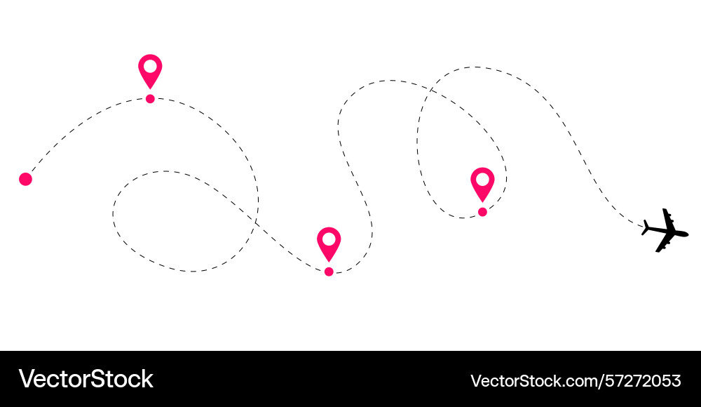 Flight tracking line set with dotted and dashed Flight tracking line set with dotted and dashed vector image