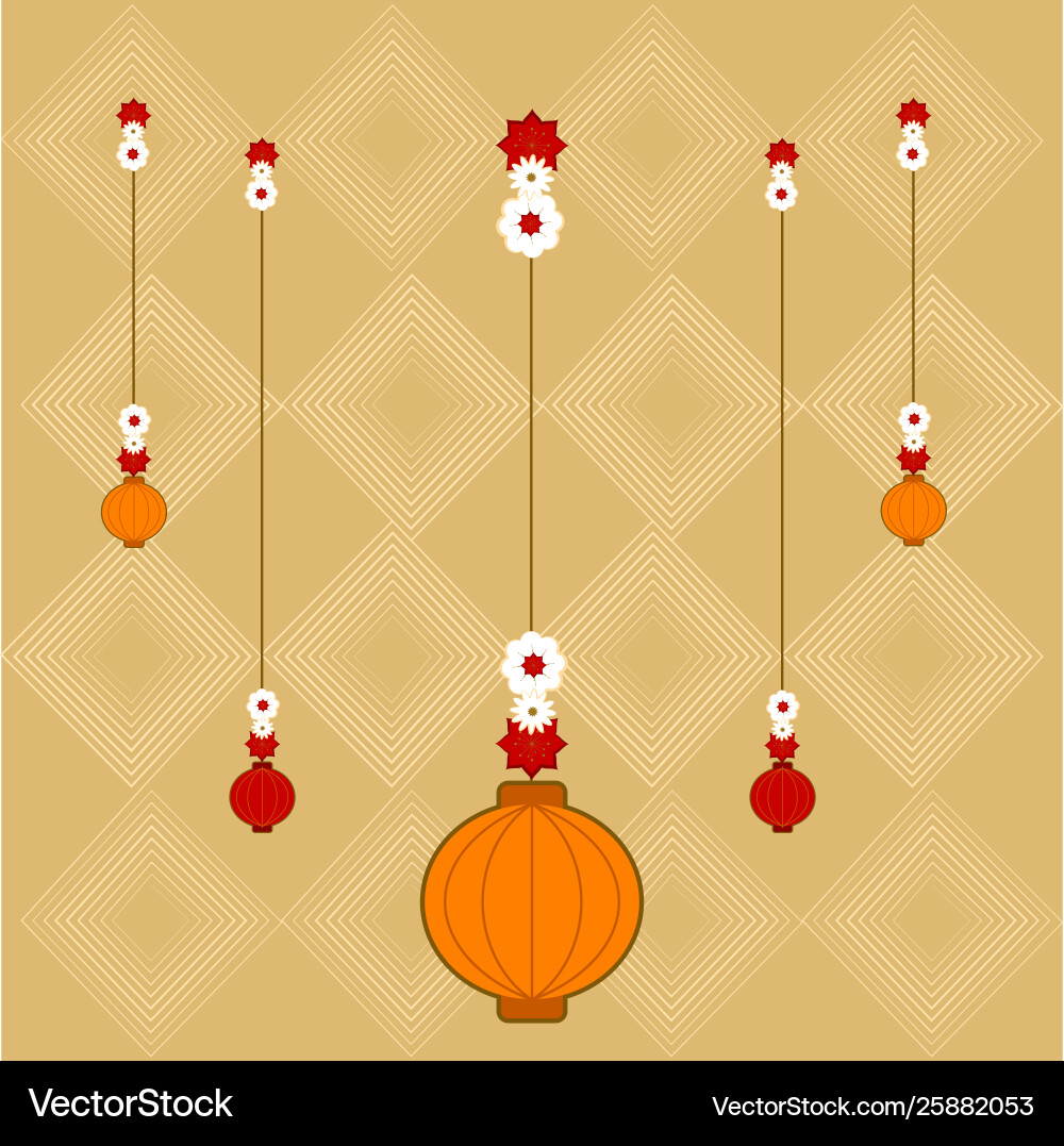 Geometric pattern background with a lanterns vector image