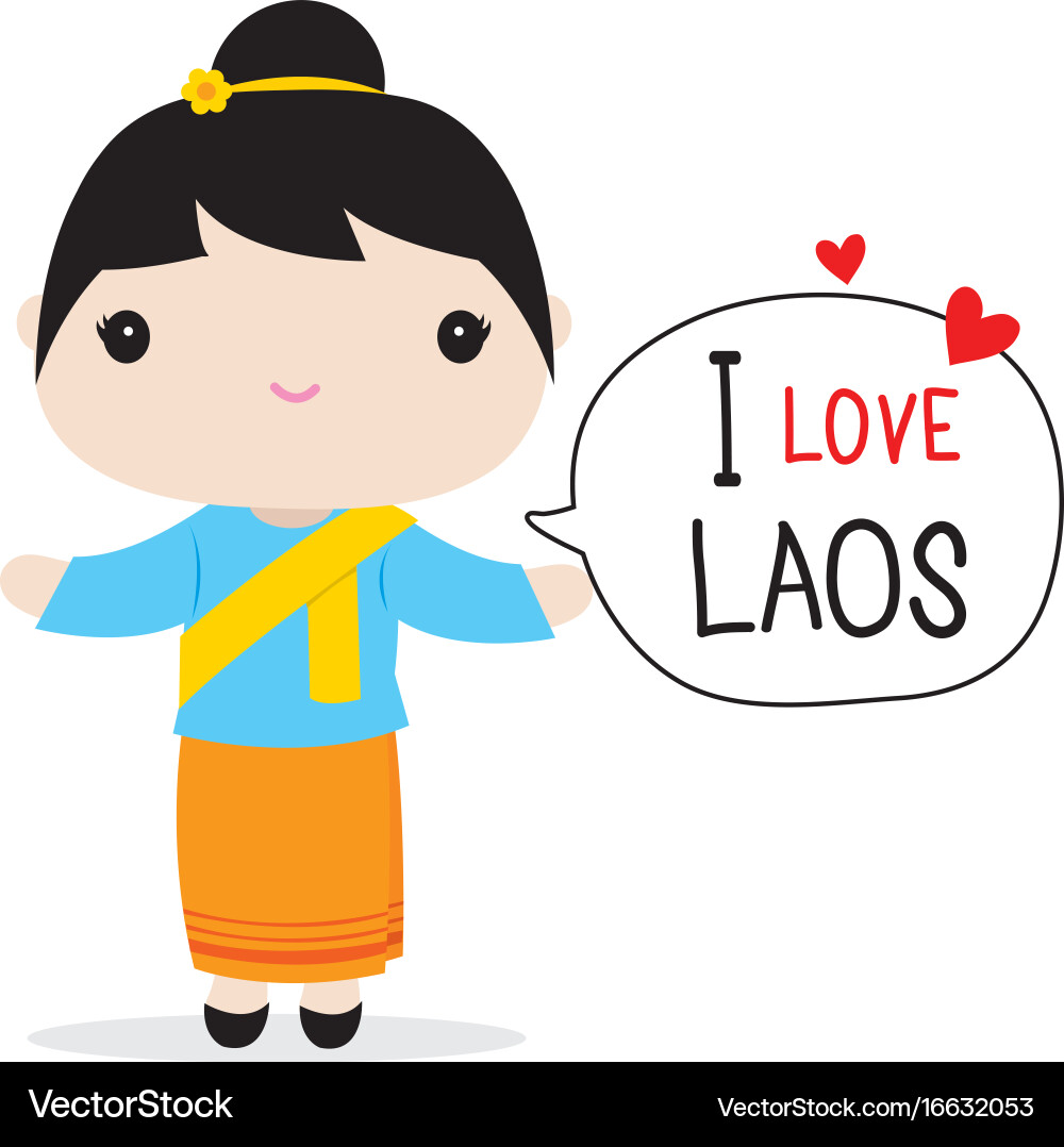 Laos women national dress cartoon vector image