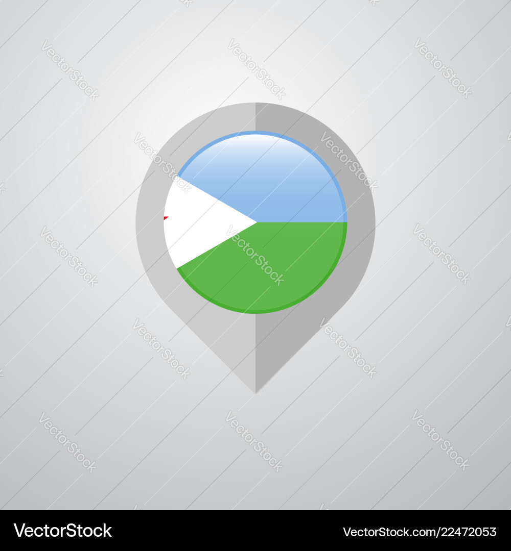 Map navigation pointer with djibouti flag design Vector Image