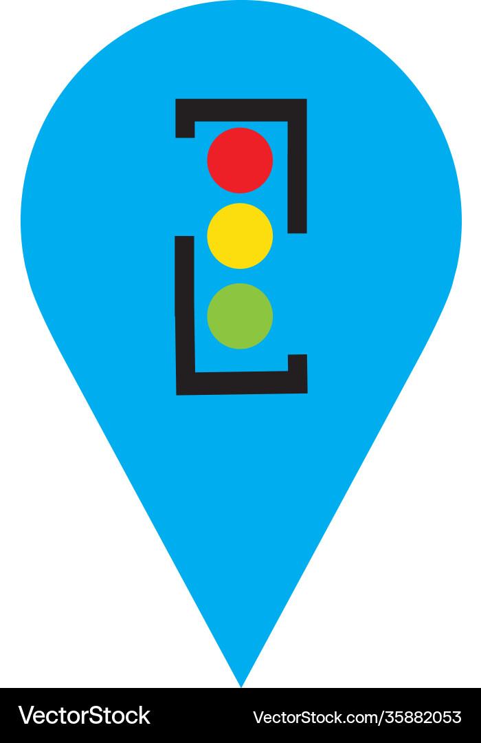 Map pointer traffic light signal - icon Map pointer traffic light signal - icon Vector Image