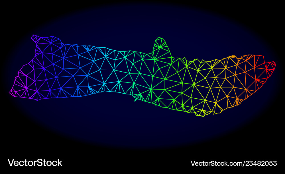 Polygonal 2d rainbow mesh map of molokai Vector Image