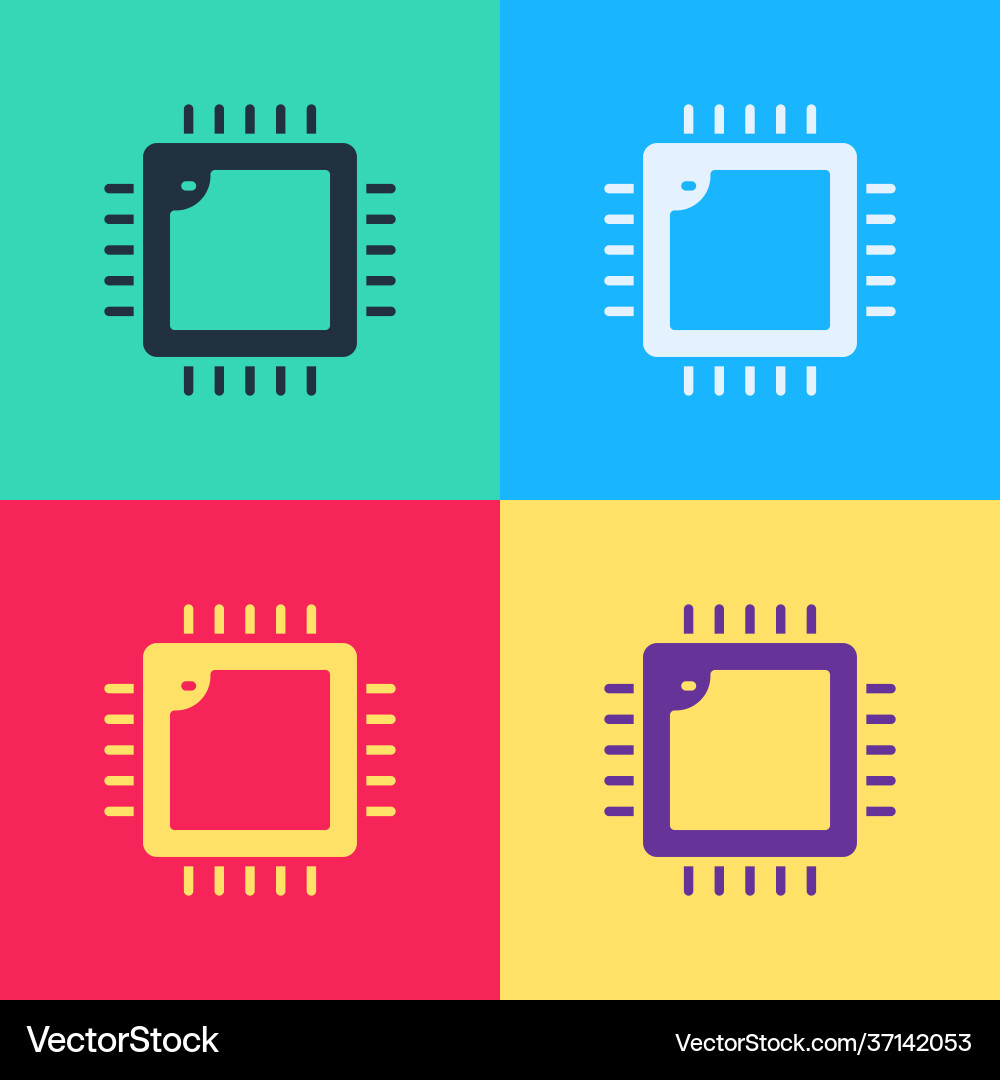 Pop art computer processor with microcircuits cpu Pop art computer processor with microcircuits cpu vector image