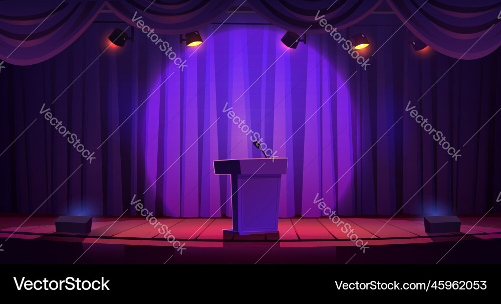 Rostrum with microphone for public speech on stage Rostrum with microphone for public speech on stage vector image