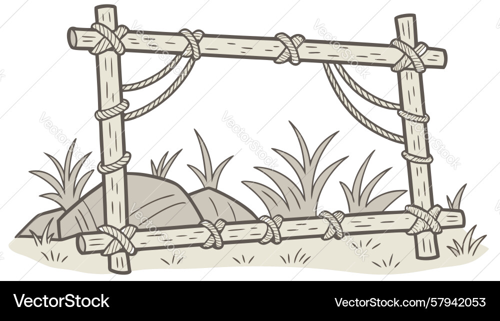 Rustic Log Frame with Grass Vector Image