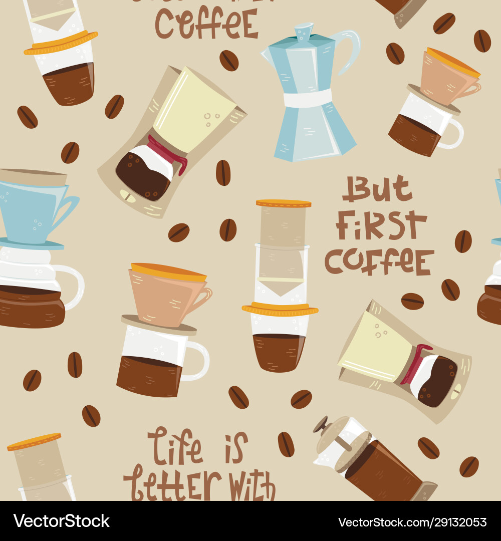 Seamless pattern with alternative coffee Seamless pattern with alternative coffee vector image