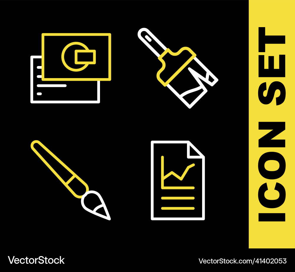 Set line paint brush document with graph chart Set line paint brush document with graph chart vector image