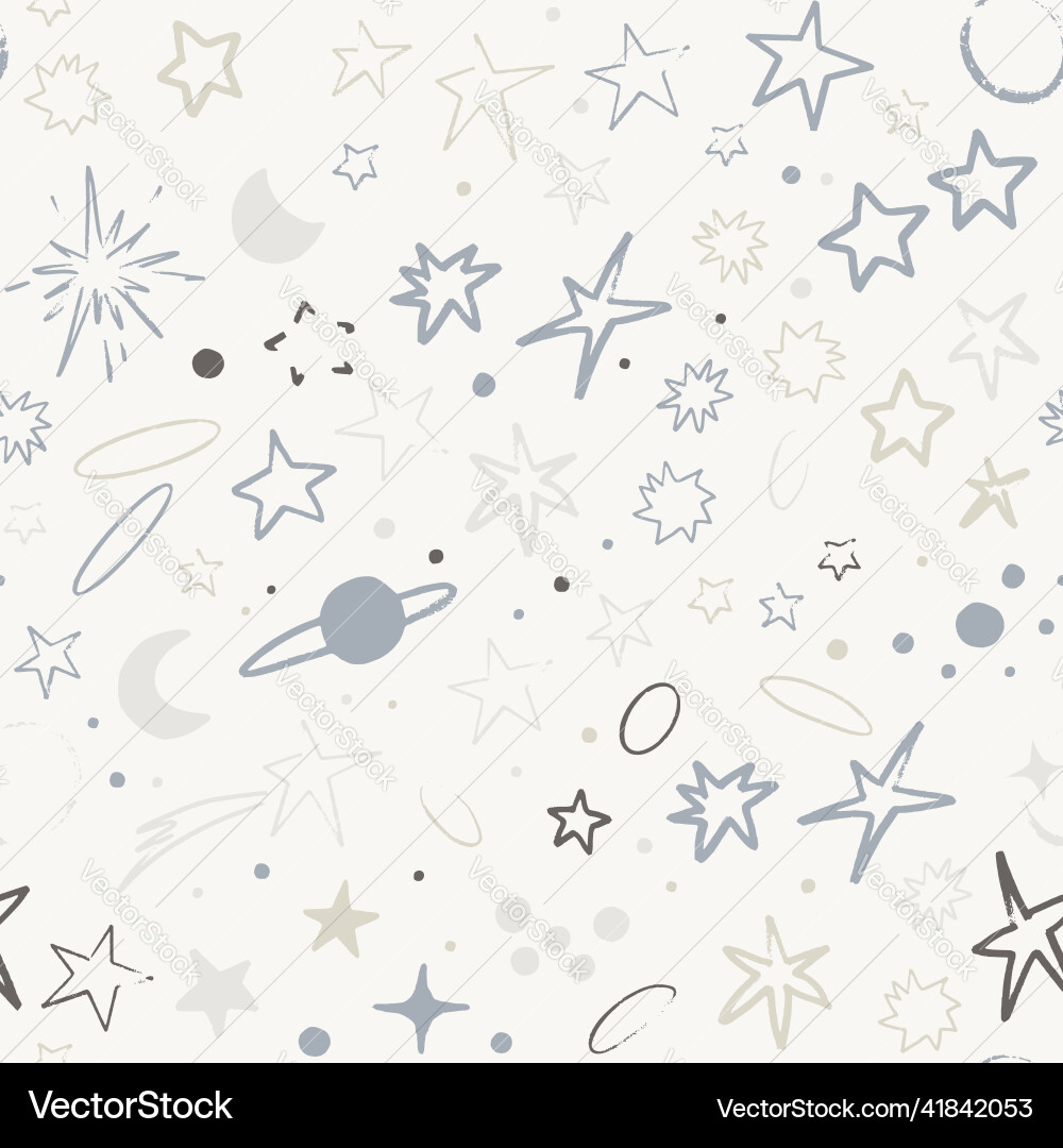 Space seamless pattern with planets comets Space seamless pattern with planets comets vector image