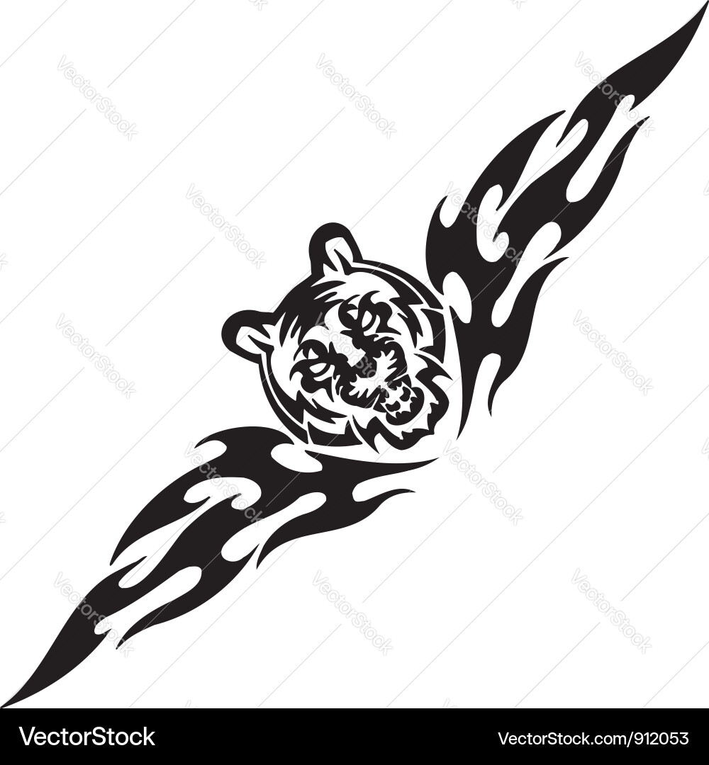 Tiger and symmetric tribals vector image