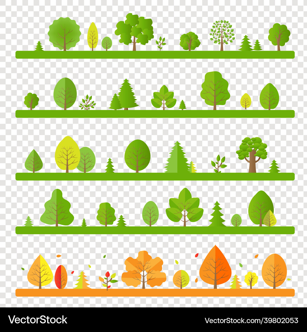 Tree Border Set - Transparent Background vector image