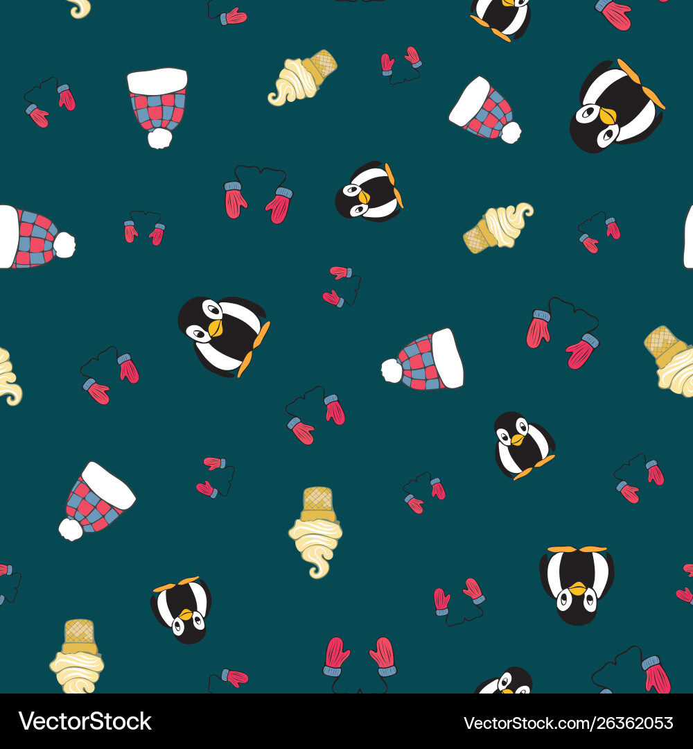 Winter fun repeat pattern collection print Vector Image
