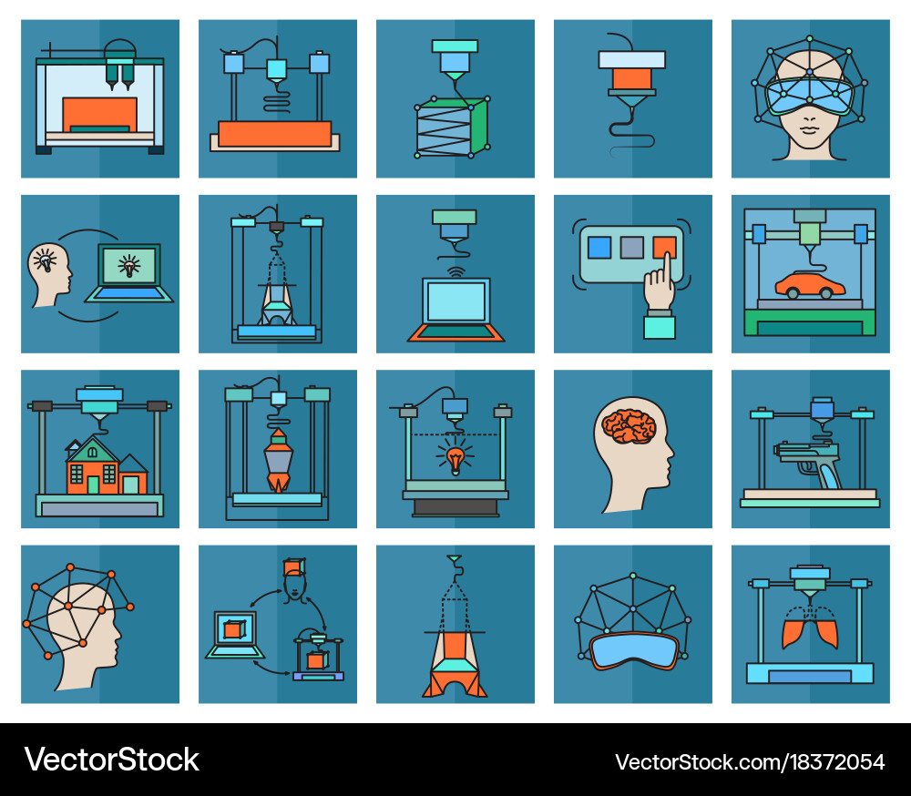 3d modeling and scanning technology vector image