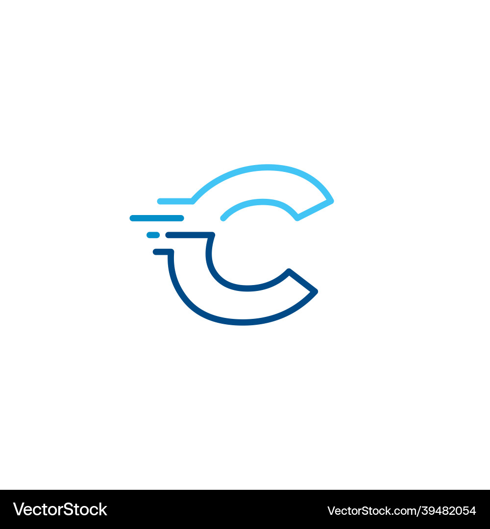 C letter dash lowercase tech digital fast quick C letter dash lowercase tech digital fast quick vector image