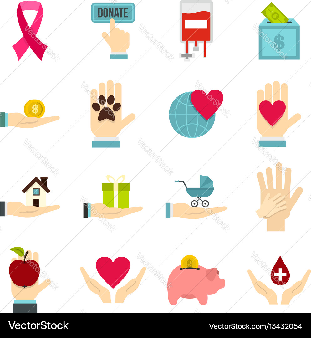 Charity set flat icons Charity set flat icons vector image