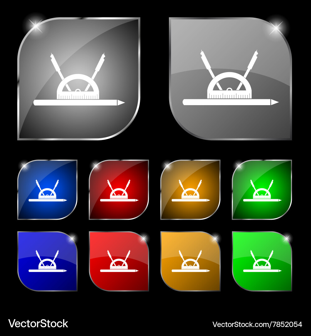 Compass and protractor characters geometry vector image