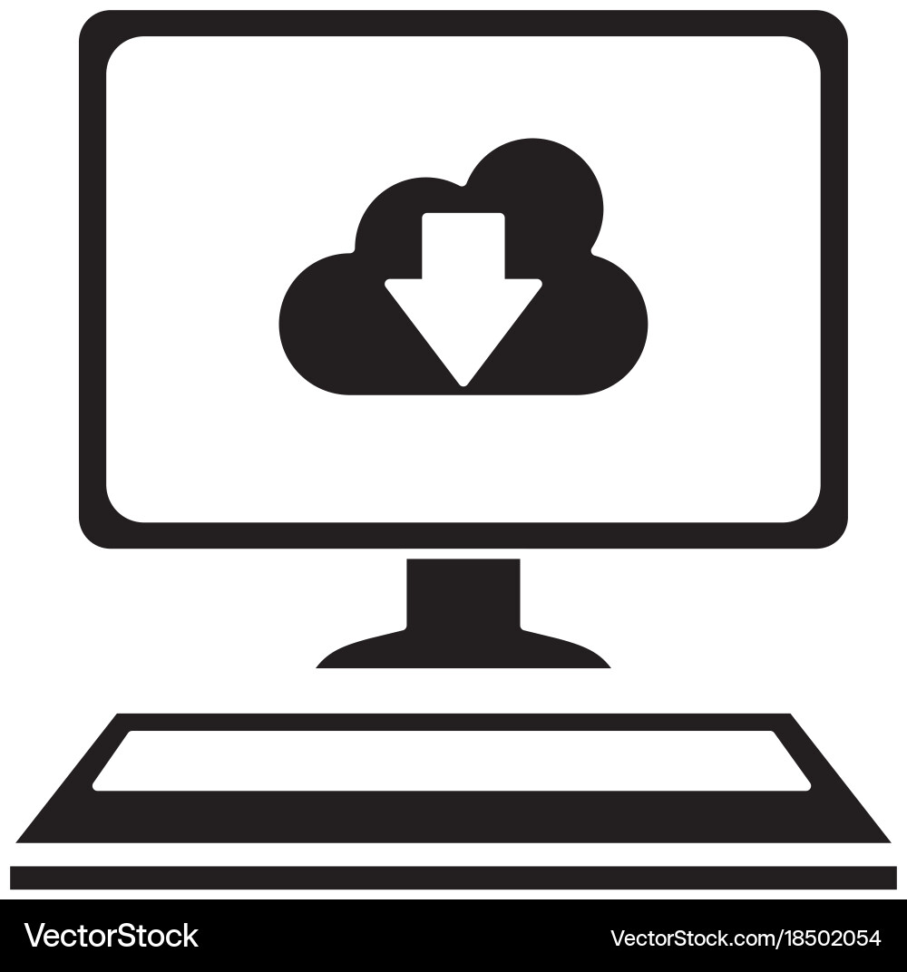 Desktop computer with cloud computing vector image