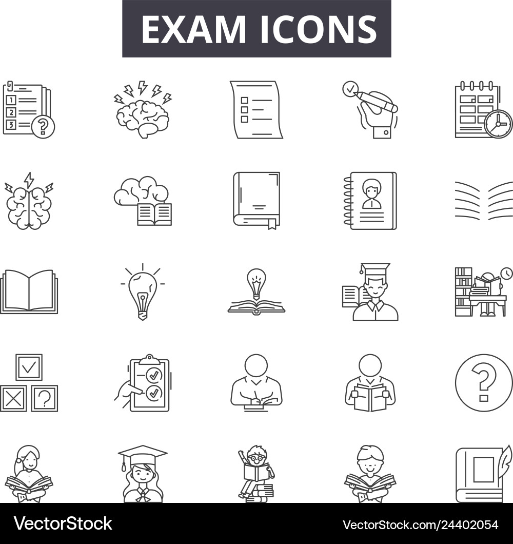 Exam line icons for web and mobile design Vector Image