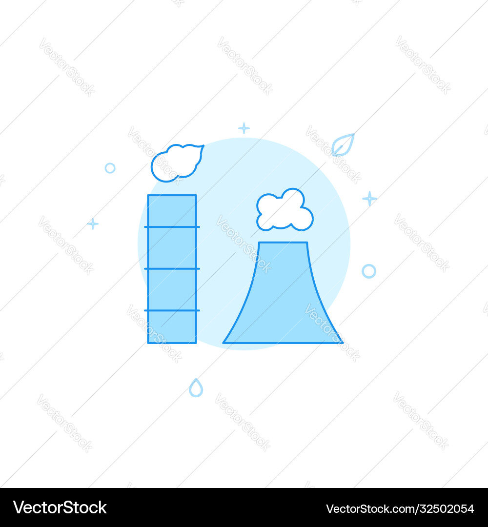 Factory smokes flat icon filled line style blue Factory smokes flat icon filled line style blue vector image