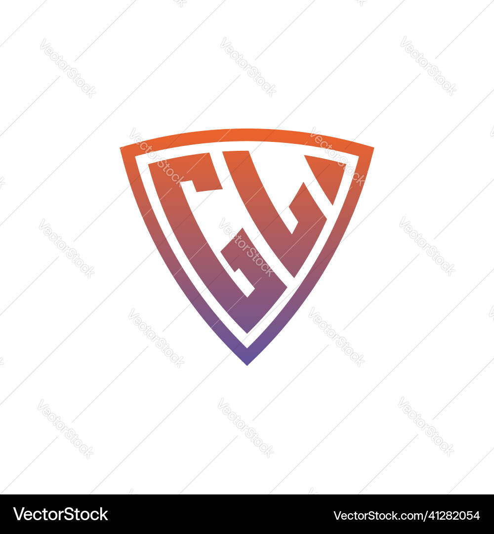 Gl logo shield monogram gradient style design Gl logo shield monogram gradient style design Vector Image