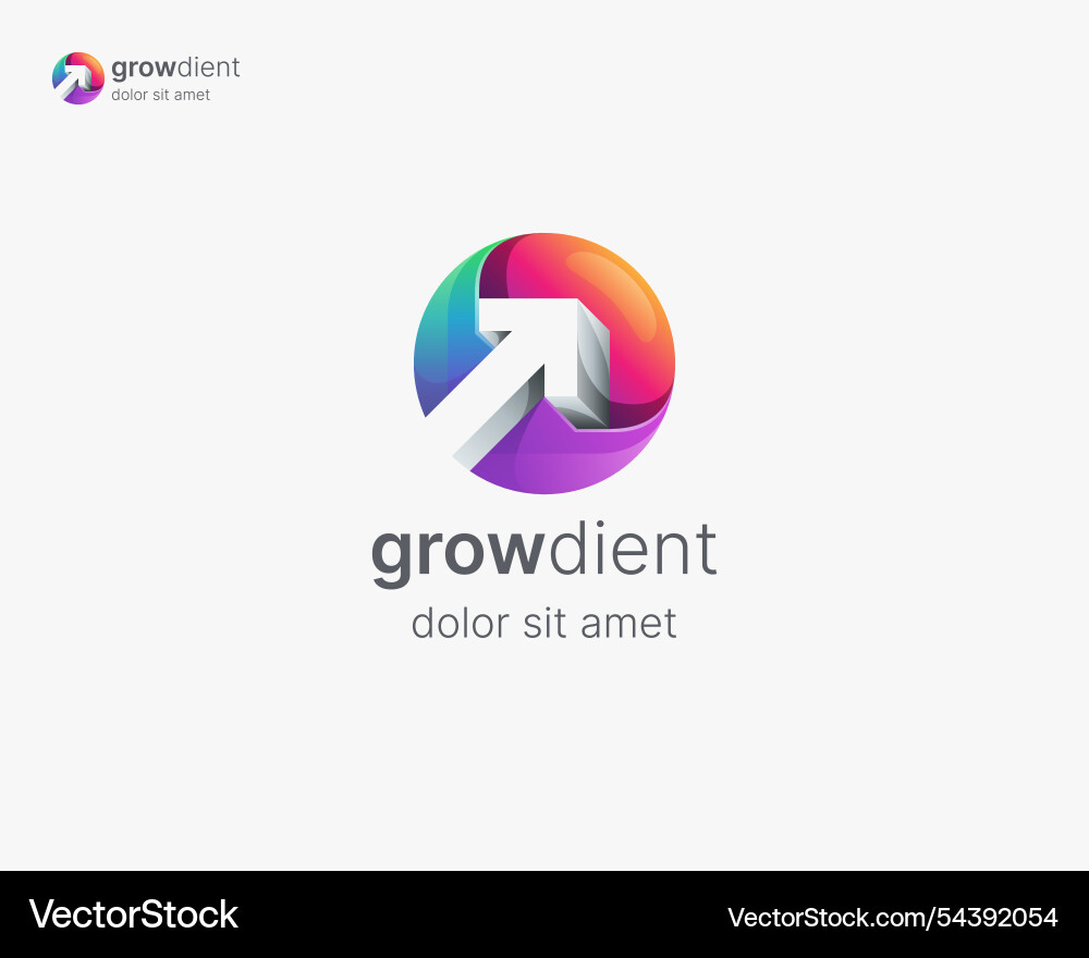 Grow up arrow logo circle gradient with negative Vector Image