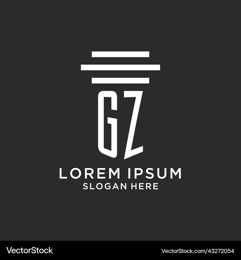 Gz initials with simple pillar logo design Vector Image