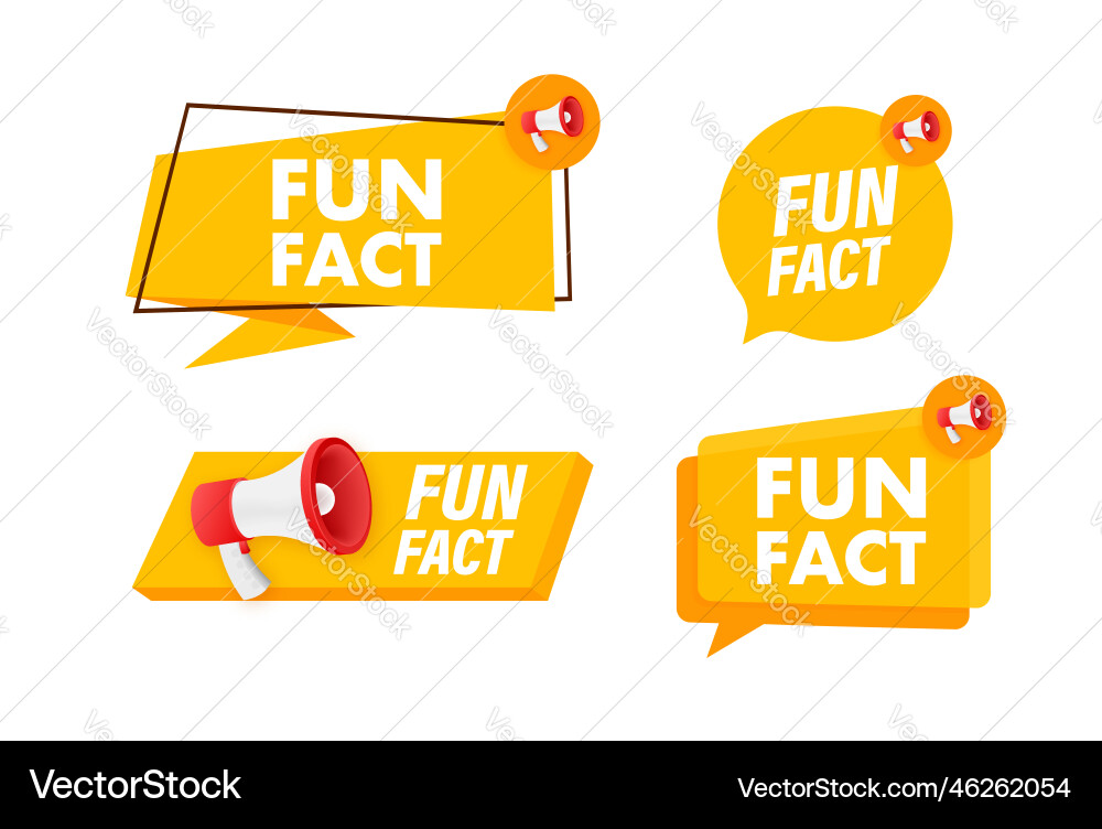 Megaphone label set with text fun fact Vector Image