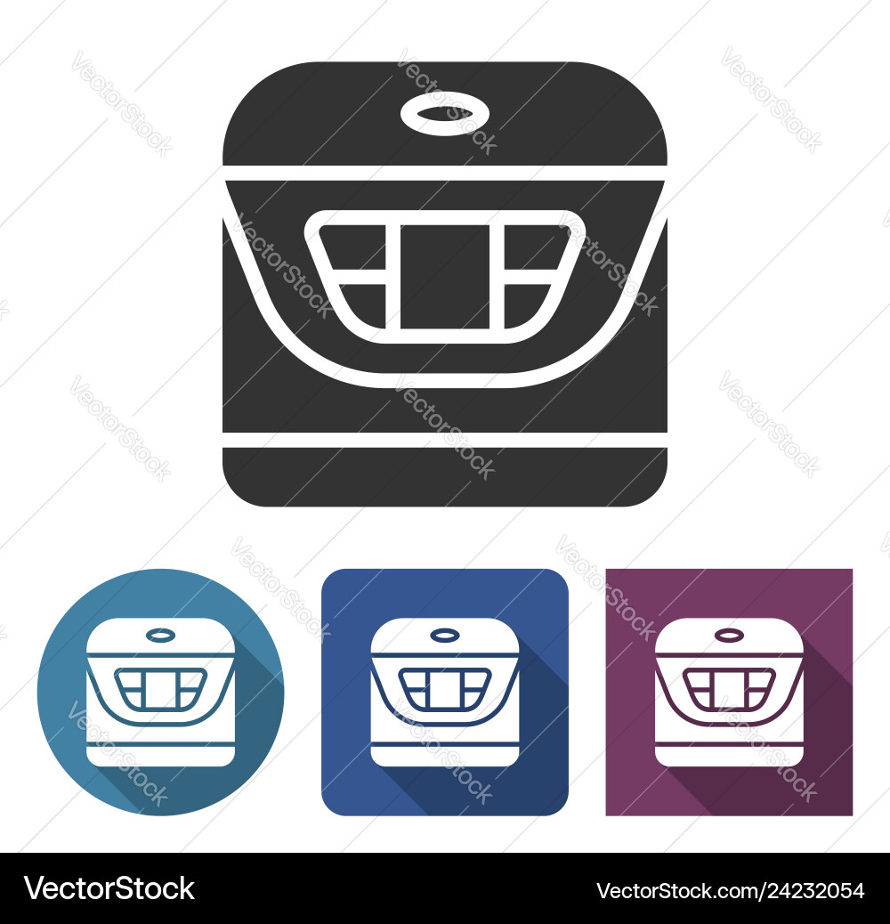 Multicooker icon in different variants with long vector image