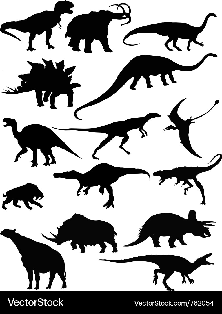 Prehistoric Dinosaur Silhouettes Vector Image