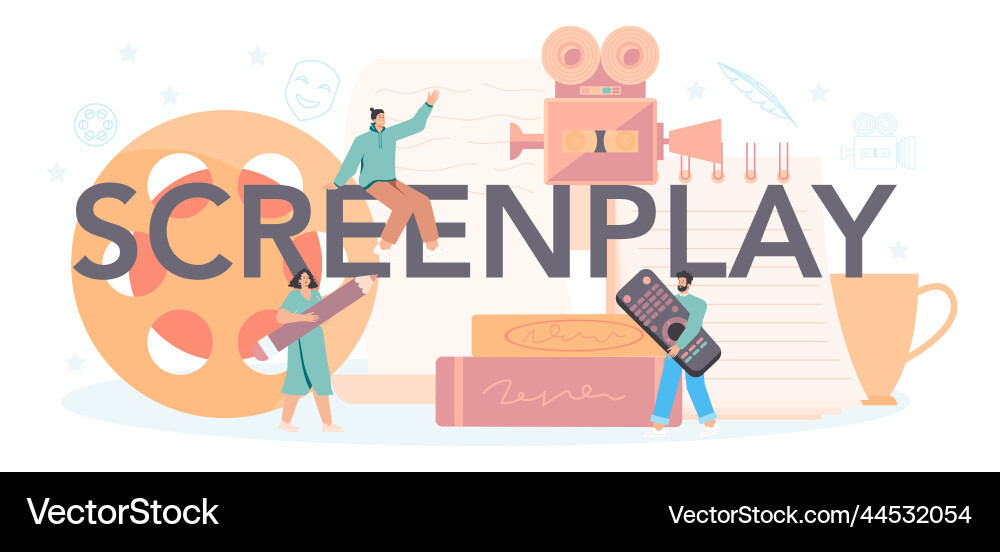 Screenplay typographic header person create vector image