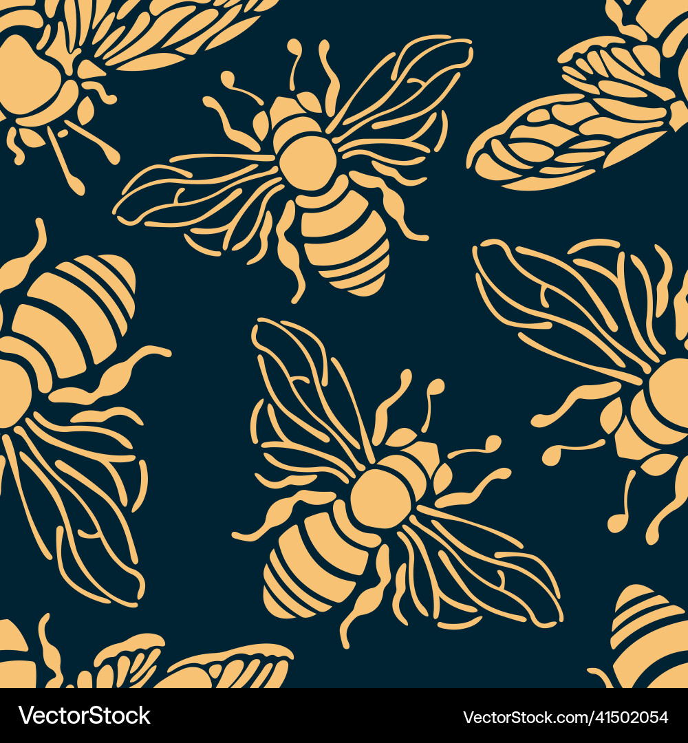 Seamless pattern with bees on a blue background Seamless pattern with bees on a blue background vector image