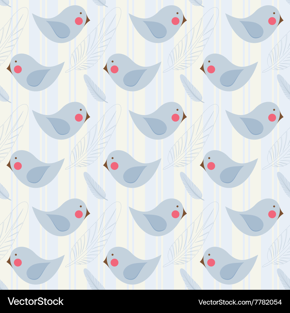 Seamless pattern with birds and feather Vector Image