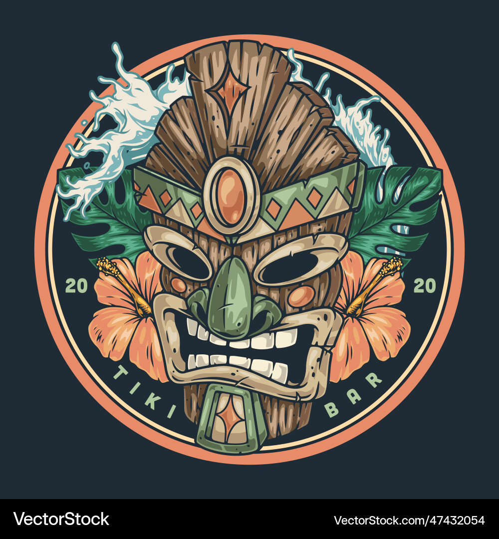 Strand tiki bar Label bunt Strand tiki bar Label bunt vektorbild