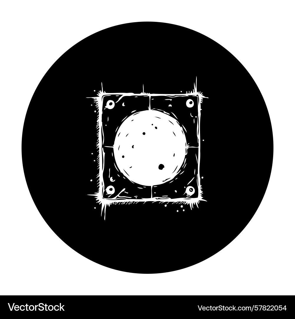Stylized futuristic orb encapsulated within rough Stylized futuristic orb encapsulated within rough Vector Image