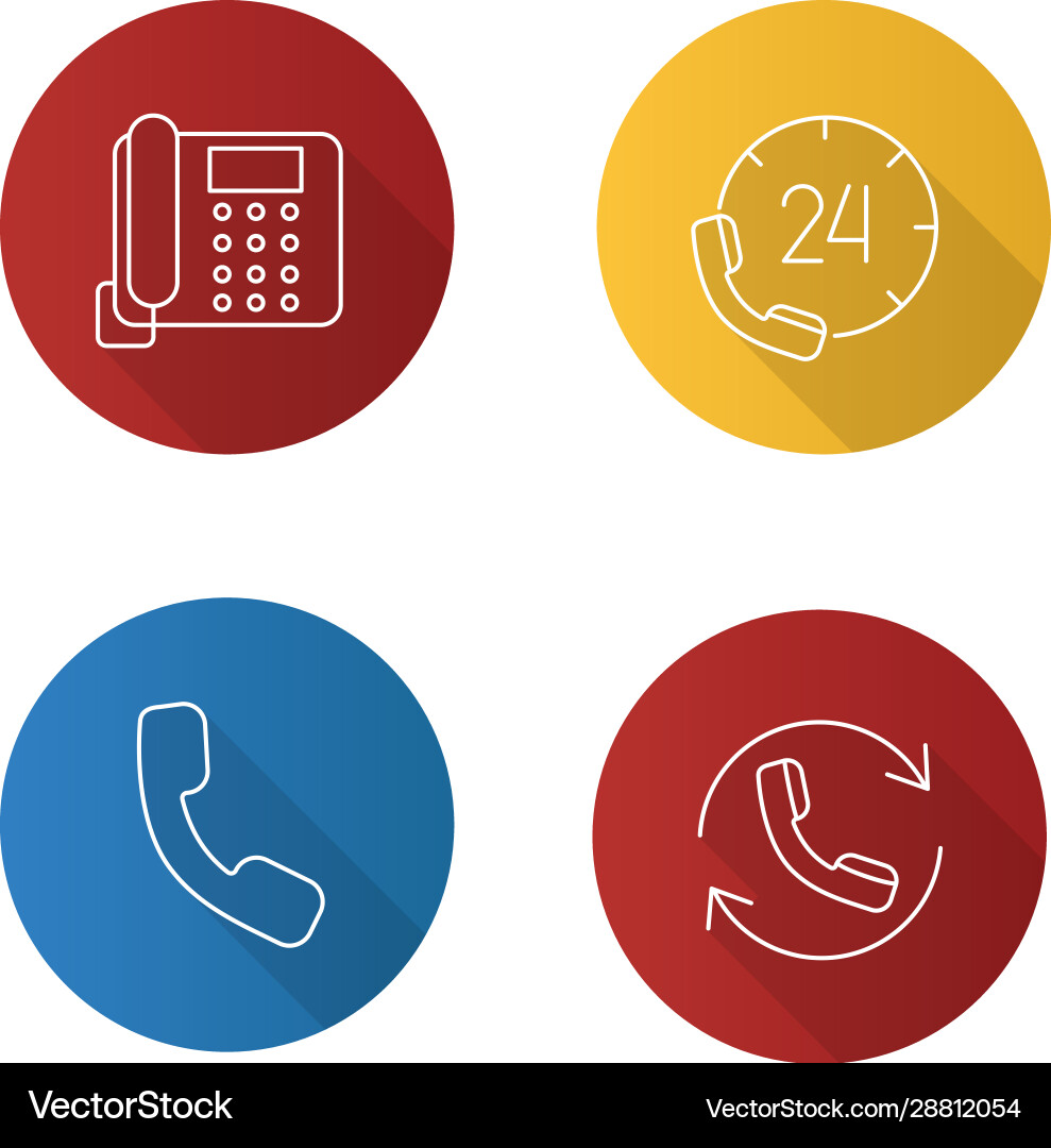 Telefonkommunikation flache lineare lange Schatten-Icons Telefonkommunikation flache lineare lange Schatten-Icons vektorbild