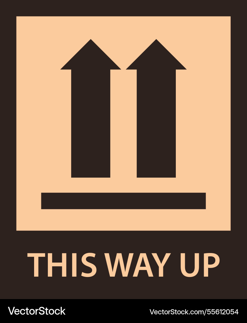 This way up sign parcel label packing sticker This way up sign parcel label packing sticker vector image