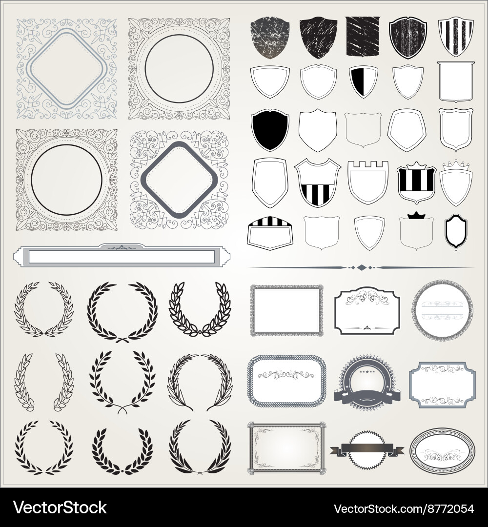 Vintage Retro Frames & Laurel Collection vector image