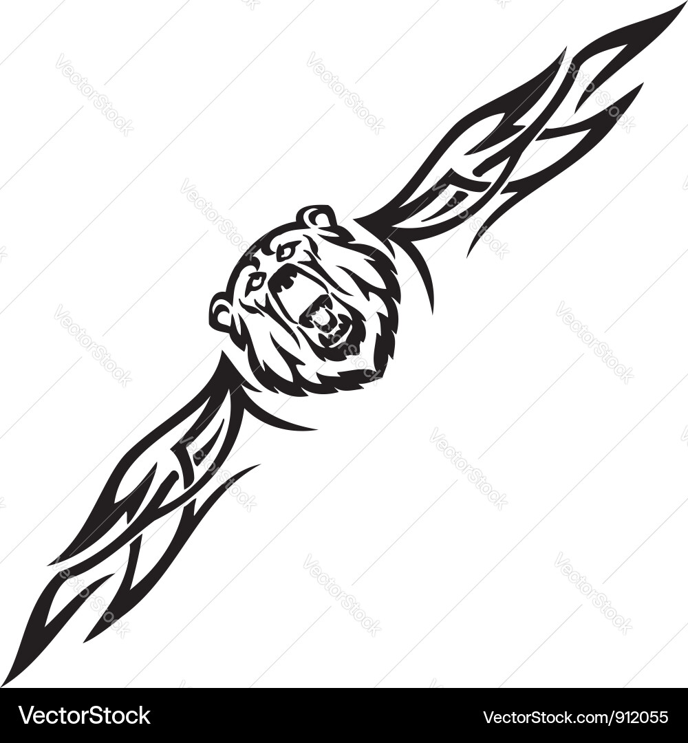 Bear and symmetric tribals vector image