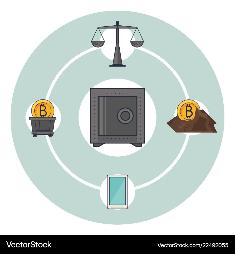 Bitcoin mining technological devices Vector Image