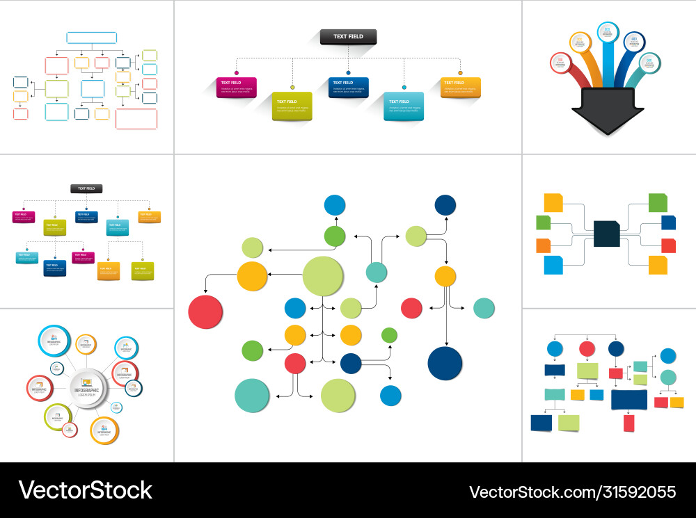 Fowcharts schemes diagrams mega set simply color vector image